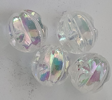 Wachsperle rund, geriffelt, 10x10mm Crystal lüster 20 St.