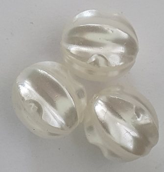 Wachsperle rund, geriffelt, 14x13mm perlweiß 14 St.