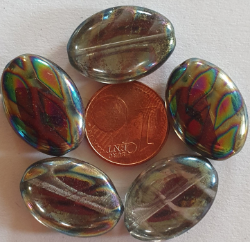 Glasperle, Olive, flach 2 St.