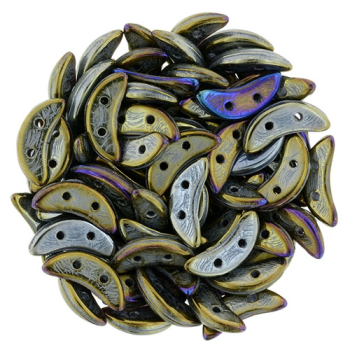 Crescent Bead 3x10mm Jet Iris Brown 5g