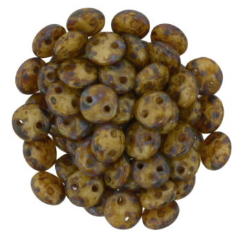 Lentil 2-Loch 6mm Opak Beige Picasso 50St