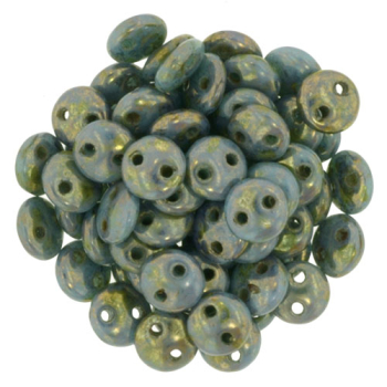 Lentil 2-Loch 6mm Turquoise Bronz Pic 50St