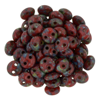 Lentil 2-Loch 6mm Picasso Opak Red 50 St.