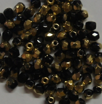 Glasschliffperle 3mm Jet Brass 100