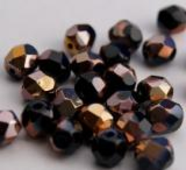 Glasschliffperle 3mm Jet Capri Gold 100