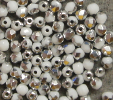 Glasschliffperle 3mm Snow White CAL 100St