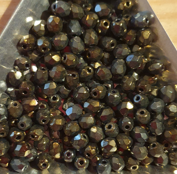 Glasschliffperle 4mm Jet Goldbronze 100 St