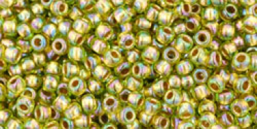 Toho 2,0mm (0996) Gold Lined Rainb Peridot ca20g