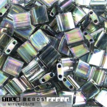 Miyuki Tila Bead 5mm Transp Dk Grey Lüster ca 7,2g
