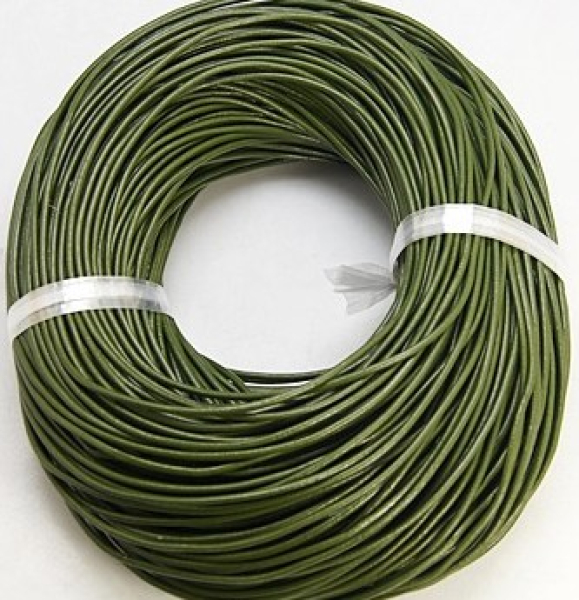 Lederband, Rind, 2mm dunkeloliv je Meter