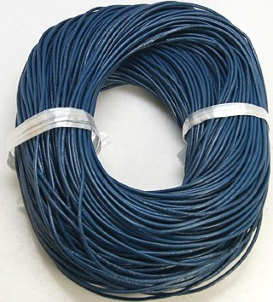 Lederband, Rind, 2mm d-blau je Meter