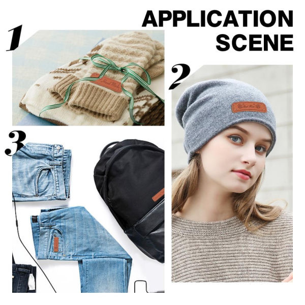 Etiketten, Lederimitat geprägt, mit Löchern, Mix, 9St.