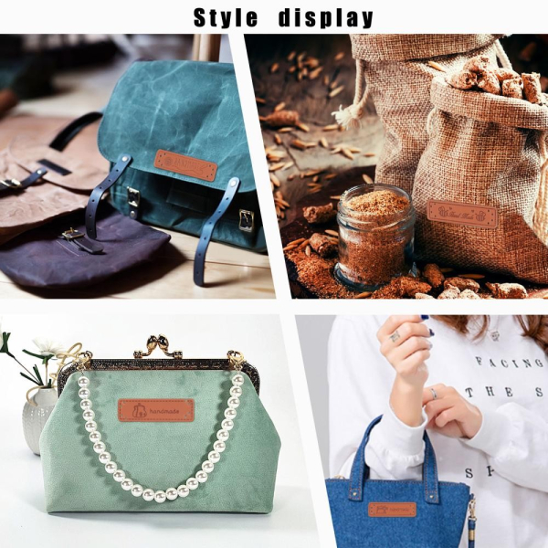 Etiketten, Lederimitat geprägt, mit Löchern, Mix, 9St.