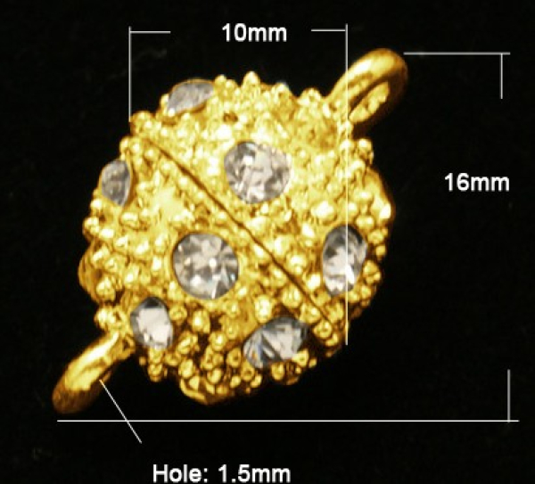 Magnetverschluss (0324-10-GF-Cry) mit Strass 10mm goldfarben