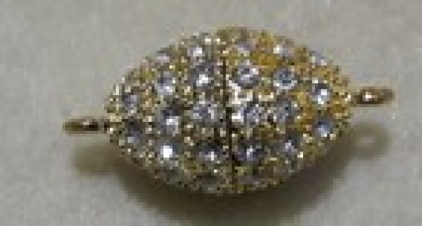 Magnetverschluss (0324-27-GF-Cry) mit Strass 27x14mm goldfarben