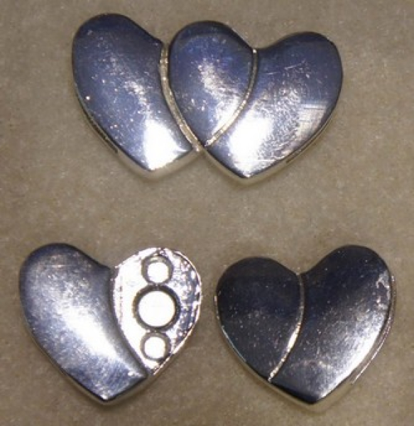Magnetverschluss (0325-SF) 29x17mm Herzen silberfarben