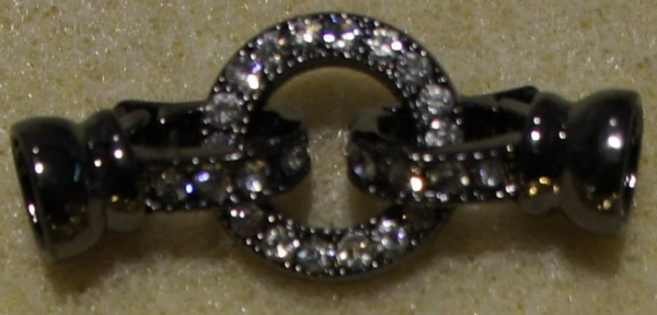 Collierverschluss Fold over mit Strass schwarz