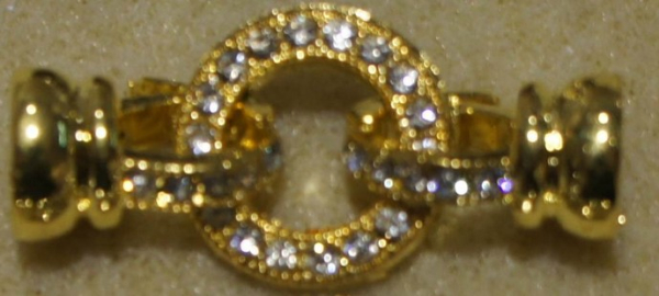 Collierverschluss Fold over mit Strass goldfarben
