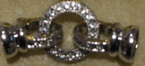 Collierverschluss Fold over mit Strass platinfarben