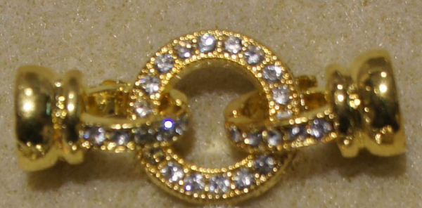 Collierverschluss (0332-GF) 46x18 fold over goldfarben mit Strass