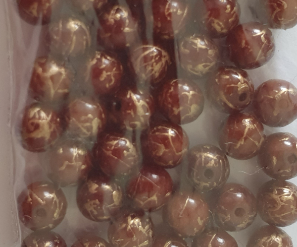 Wachsperle 6mm weinrot goldfaden 48 St.