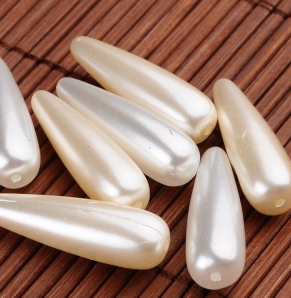 Wachsperle Tropfen creme 29x9mm 10 St.
