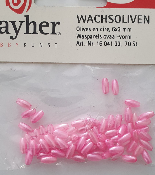 Wachsoliven 6x3mm pink 70 St.