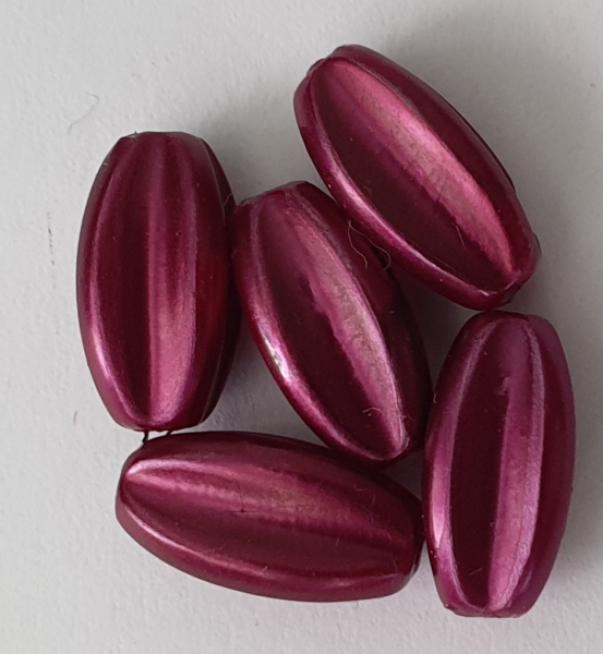 Wachsperle Olive, geriffelt  12x6mm dunkelrot 20St