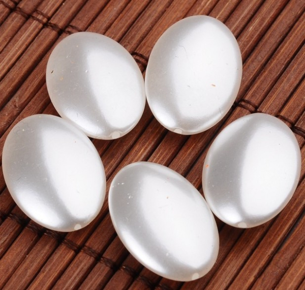 Wachsperle Olive flach 20x13,5mm weiß 480g