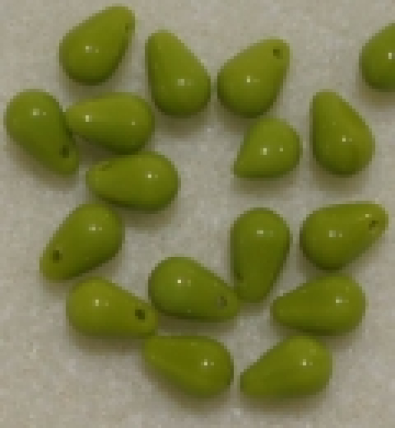 Glastropfen 6x9mm Lindgrün opak 30St