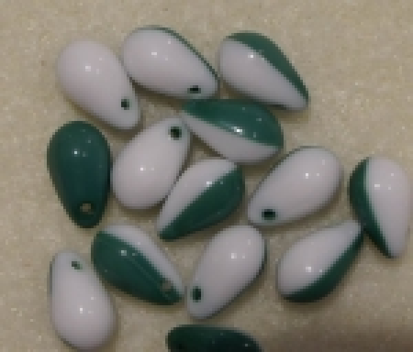 Glastropfen 6x9mm White Green 300 St