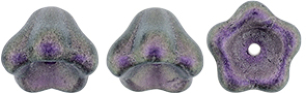 Glasblüte Bell 6x8mm Rose shimmer Tanzanite 25 St.