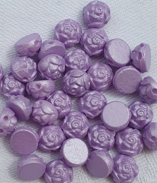 Glaswachsperle Rose flach 2-Loch PasFlied 50St