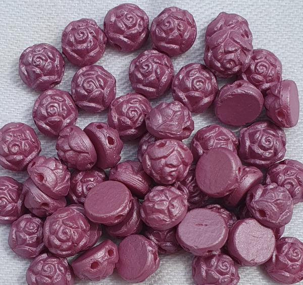 Glaswachsperle Rose flach 2-Loch Grape 50St