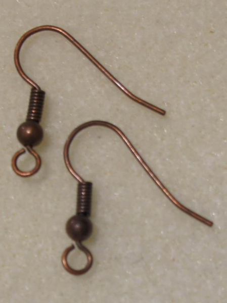 Ohrhaken mit Feder, red Copper 2 Paar