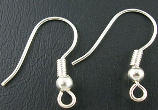 Ohrhaken mit Feder, silberfarben