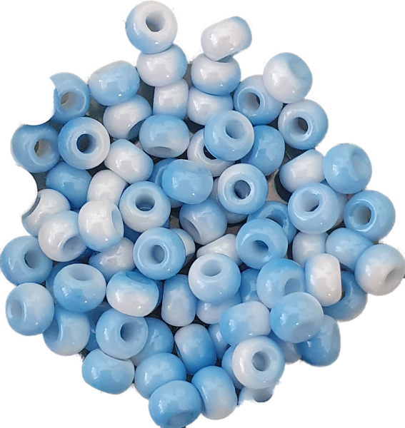 Rocailles 5,5mm blau / weiß 1200 St