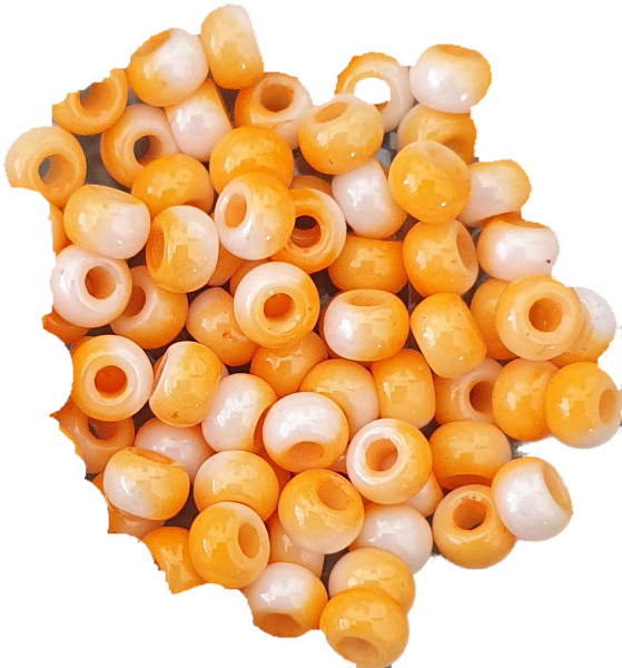 Rocailles 5,5mm orange / weiß 80St