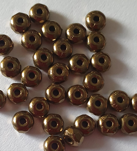 Glasperle Linse / Rädchen 4mm Jet Bronze 10g