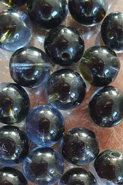 Glasperle rund 8mm Jet Sapphire 20 St