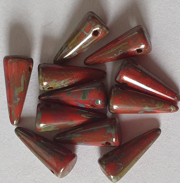 Spike 5x13mm Red coral Travertin 12 St.