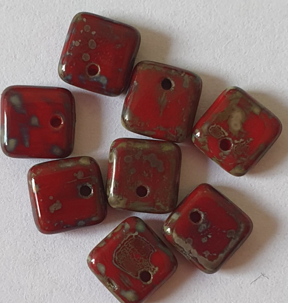 Quadrat Top-Loch 6mm Red Coral Travertin 30 St.