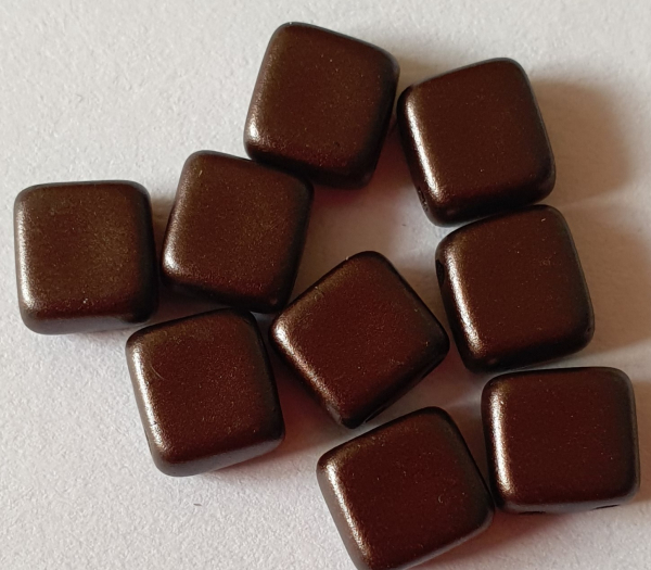 2-Loch Perle Quadrat 6mm Alab DkBrown 30St