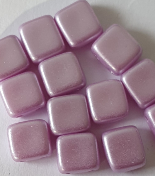 2-Loch Perle Quadrat 6mm Alabaster Pastel Light Rose 600 St