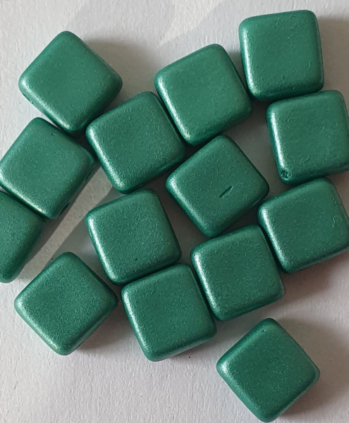 2-Loch Perle Quadrat 6mm Alabaster Petrol 600 St