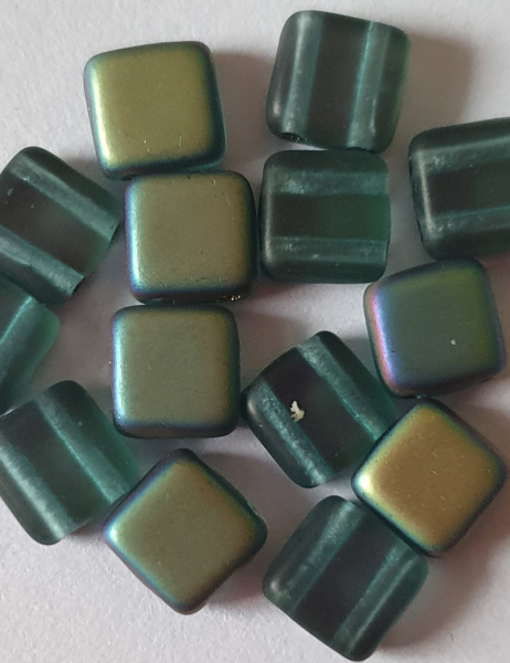 2-Loch Perle Quadr 6mm Aqu Matt Vitex 30st