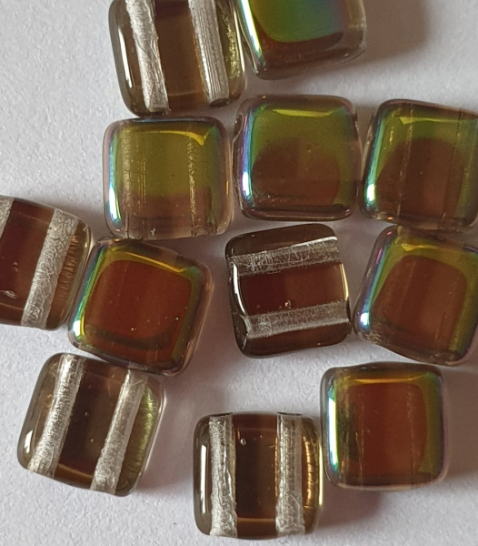 2-Loch Perle Quadrat 6mm Crystal Green Vitex 30St.