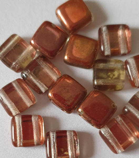 2-Loch Perle Quadrat 6mm Crystal Sunset 30St