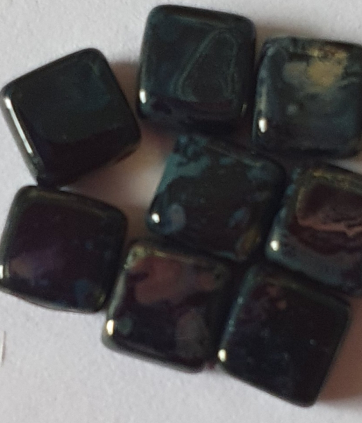 2-Loch Perle Quadrat 6mm Jet Picasso 30St