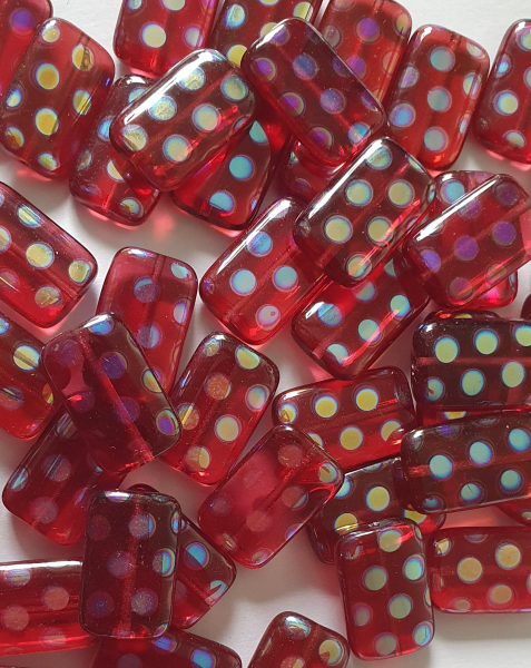 Glasperle tschech 19x7mm Siam Lüs 4St